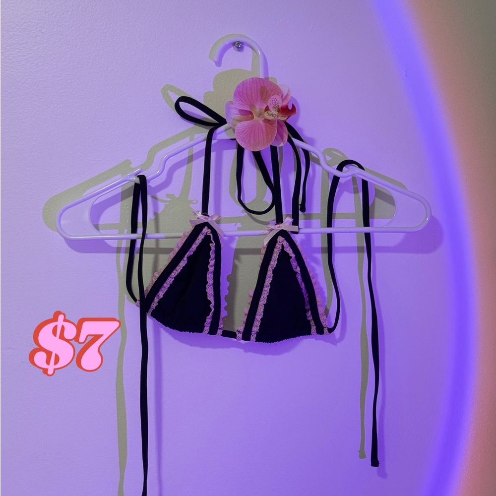 Edikted Black Bralette with Pink Lace